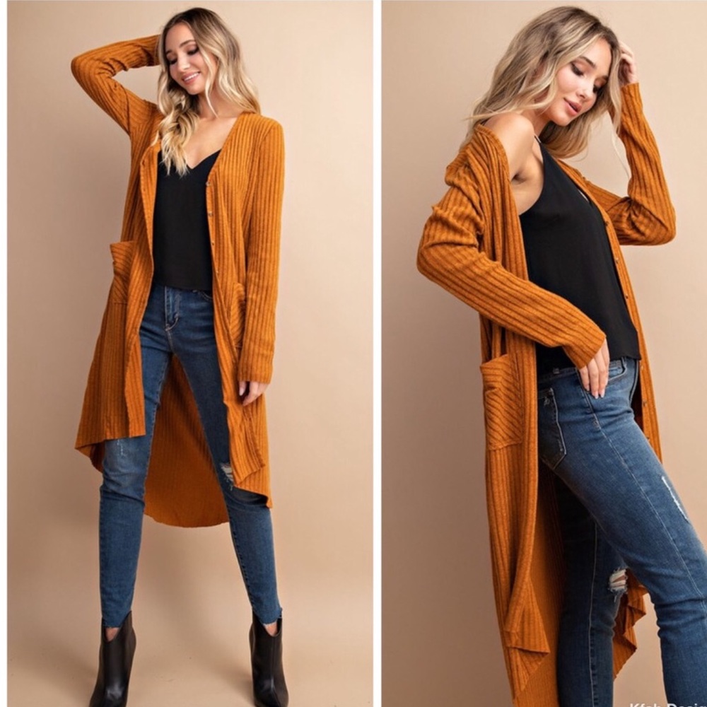 PUMPKIN SPICE POCKETS LONGLINE CARDIGAN